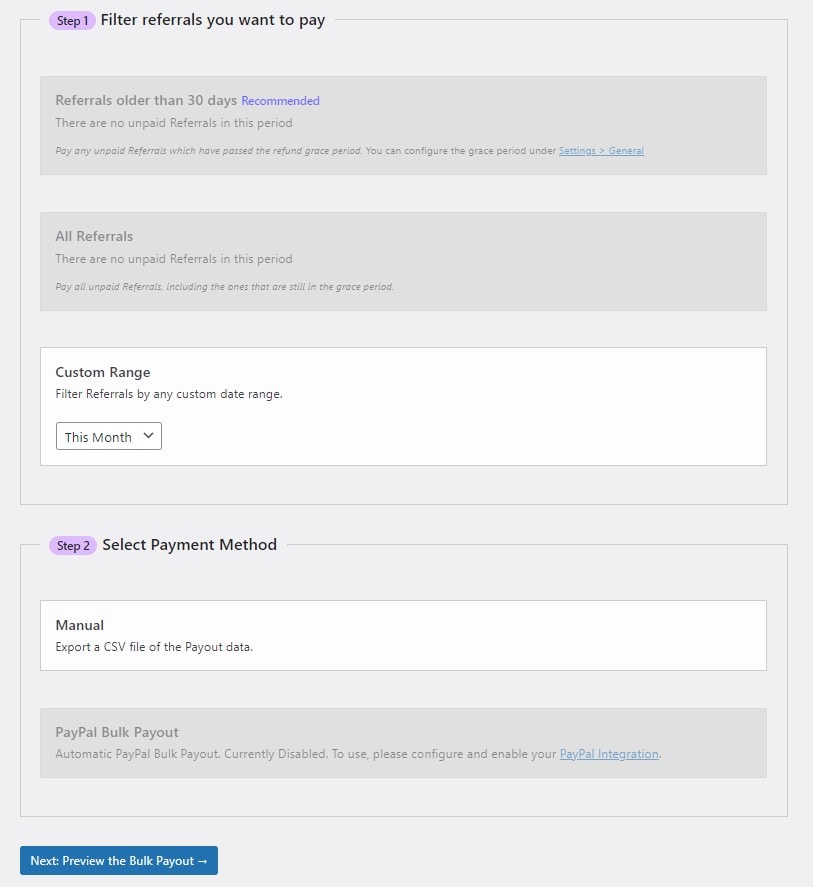 Solid Affiliate Payment Settings